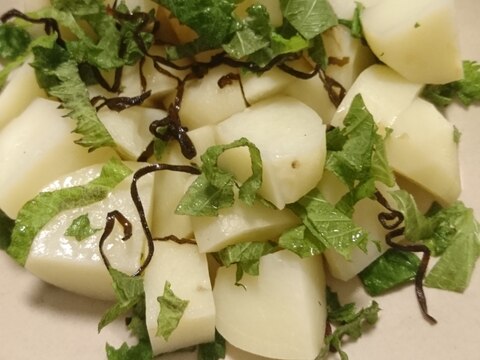 じゃがいもと塩昆布と紫蘇の混ぜもの